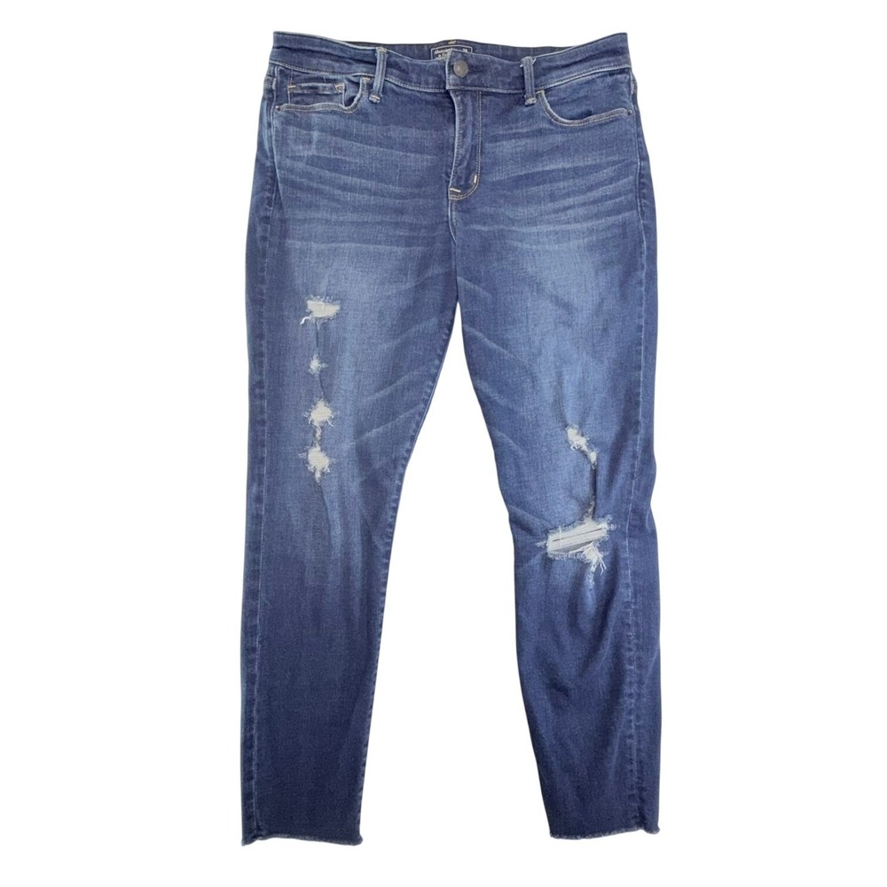 Abercrombie & Fitch Harper Ankle Jeans Women 29/8R Blue Distressed Raw Hem